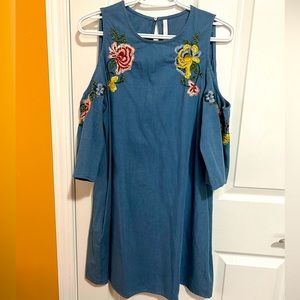 Zara Cold Shoulder Denim Dress